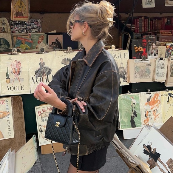 NEW CHANEL 24P BLACK LEATHER NANO KELLY MINI TOP HANDLE SHOPPING BAG - Picture 14 of 16